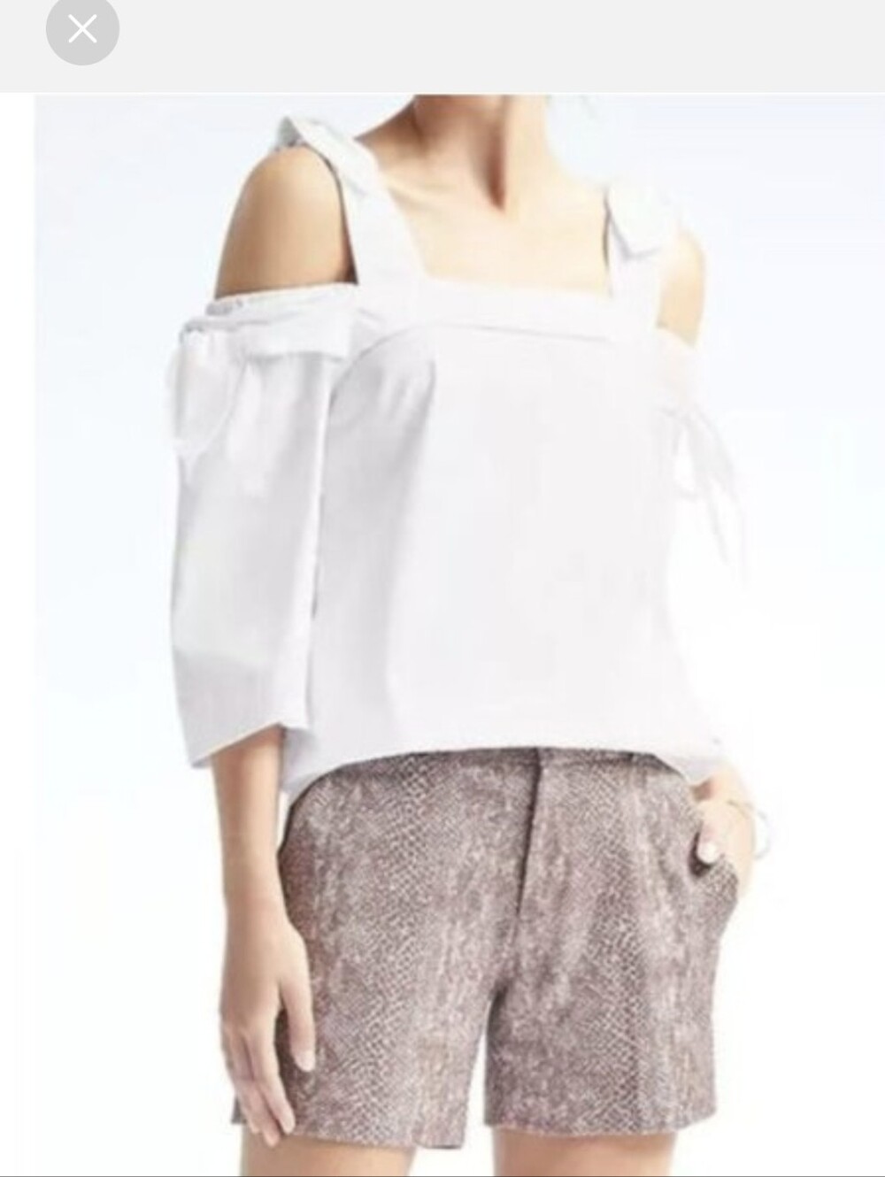 NWT Banana Republic White Off The Shoulder Tie Sleeve Top Blouse M